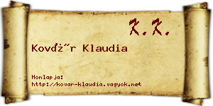 Kovár Klaudia névjegykártya